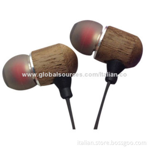 Cheap Fashionable Wooden In-ear Earphones with Mic, Excellent Sound Quality